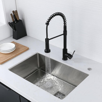  Single Handle Deck Mount Pull Down Sprayer Kitchen Faucet In Matte Black