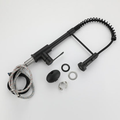  Single Handle Deck Mount Pull Down Sprayer Kitchen Faucet In Matte Black