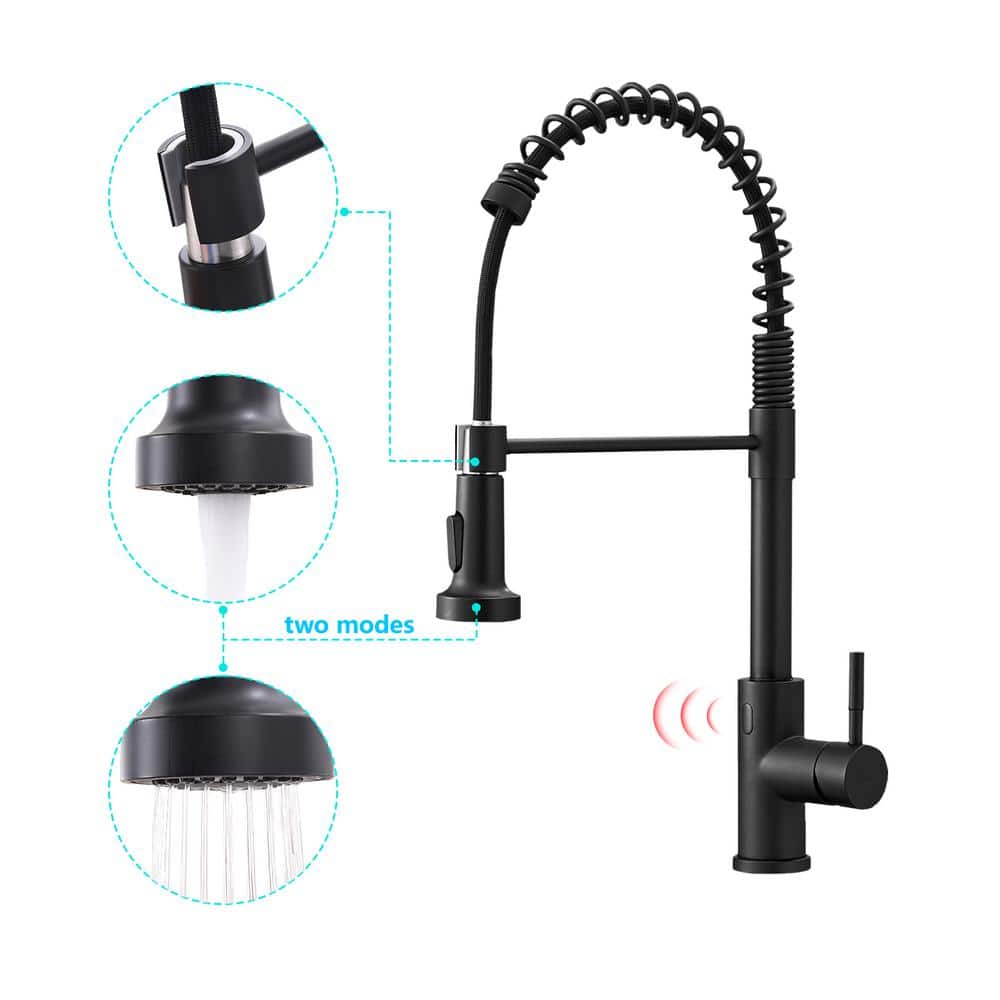  Single-Handle Touchless Sensor Pull Down Sprayer Kitchen Faucet In Matte Black