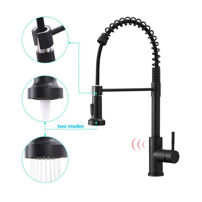  Single-Handle Touchless Sensor Pull Down Sprayer Kitchen Faucet In Matte Black