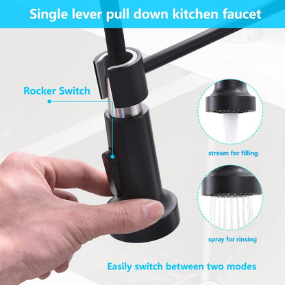  Single-Handle Touchless Sensor Pull Down Sprayer Kitchen Faucet In Matte Black
