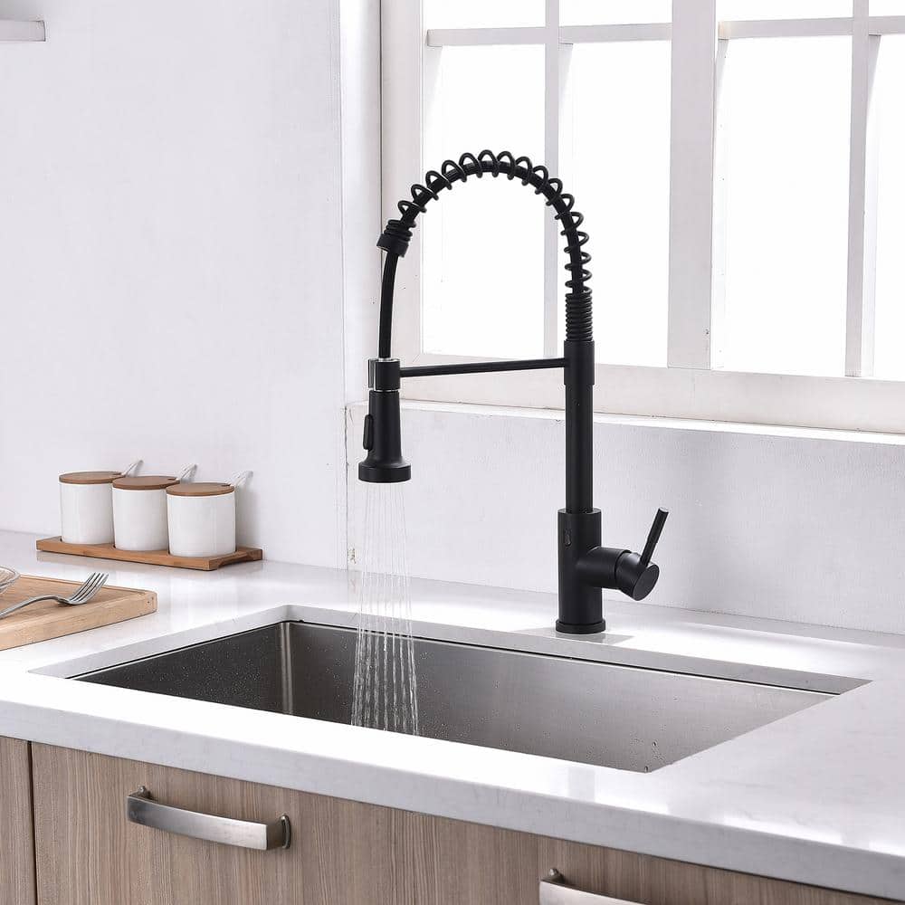  Single-Handle Touchless Sensor Pull Down Sprayer Kitchen Faucet In Matte Black