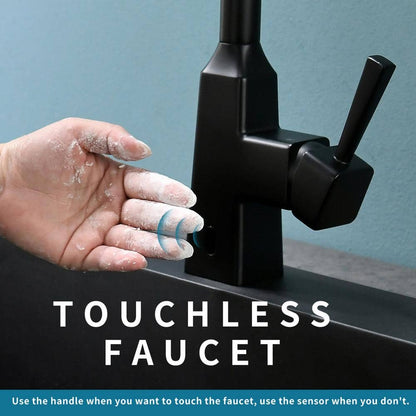  Single Handle Touchless Pull Down Sprayer Kitchen Faucet In Matte Black