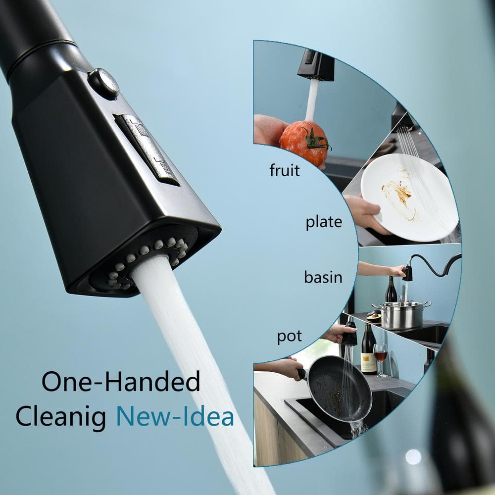  Single Handle Touchless Pull Down Sprayer Kitchen Faucet In Matte Black
