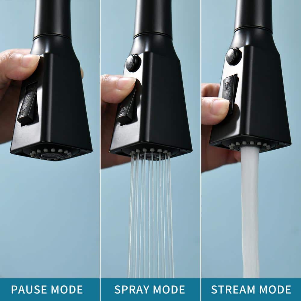  Single Handle Touchless Pull Down Sprayer Kitchen Faucet In Matte Black