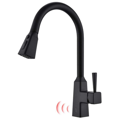 Single Handle Touchless Pull Down Sprayer Kitchen Faucet In Matte Black