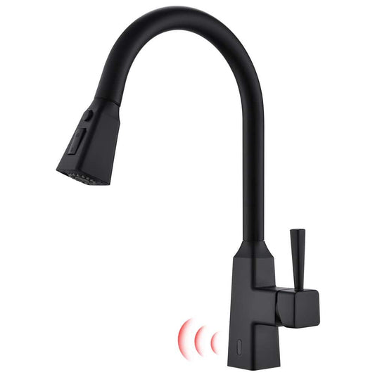  Single Handle Touchless Pull Down Sprayer Kitchen Faucet In Matte Black