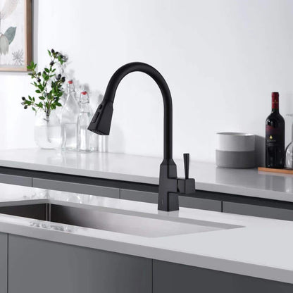  Single Handle Touchless Pull Down Sprayer Kitchen Faucet In Matte Black