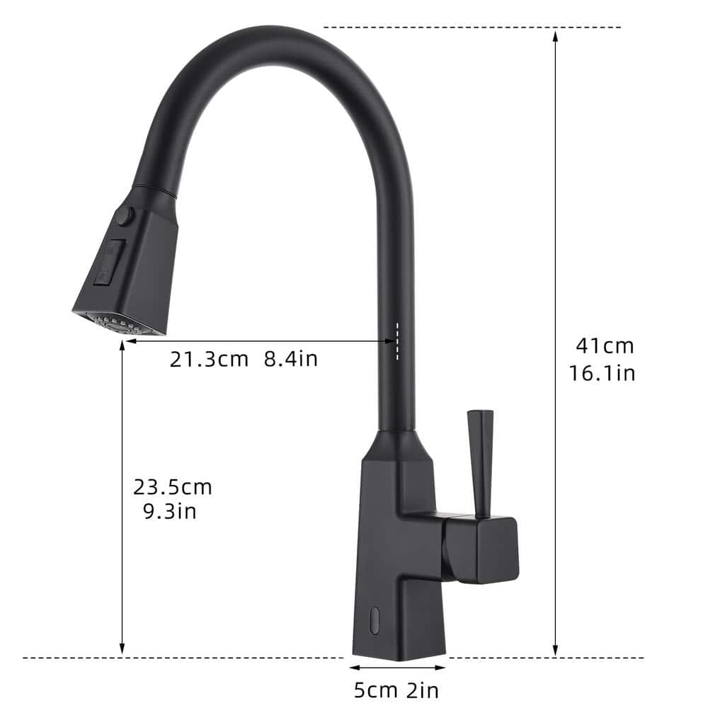  Single Handle Touchless Pull Down Sprayer Kitchen Faucet In Matte Black