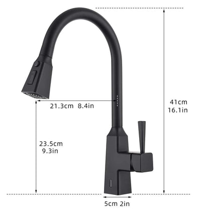  Single Handle Touchless Pull Down Sprayer Kitchen Faucet In Matte Black
