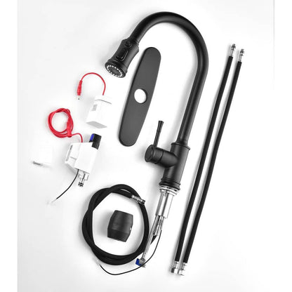  Single-Handle Touch High Arc Stainless Steel Pull Out Sprayer Kitchen Faucet In Matte Black