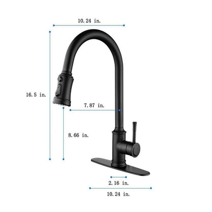  Single-Handle Touch High Arc Stainless Steel Pull Out Sprayer Kitchen Faucet In Matte Black