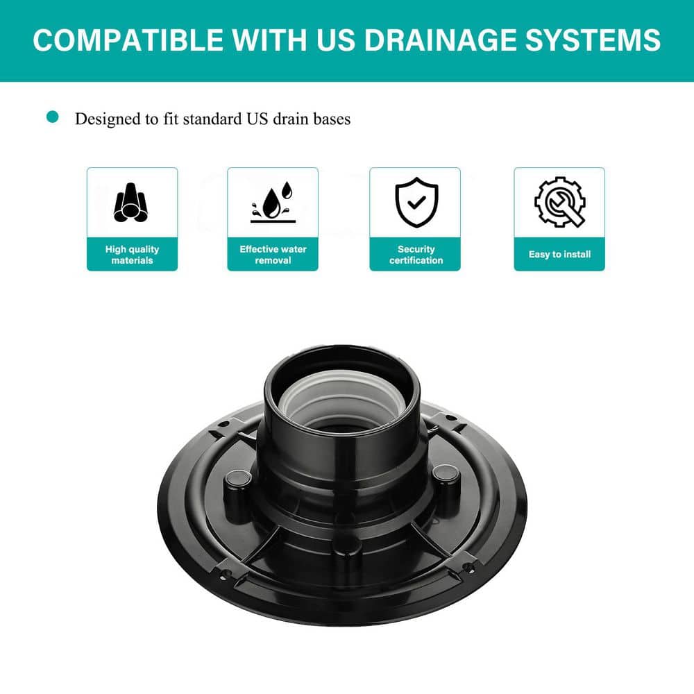  Shower Drain Base With Adjustable Ring + Rubber Coupler For Linear Shower Drain Installation