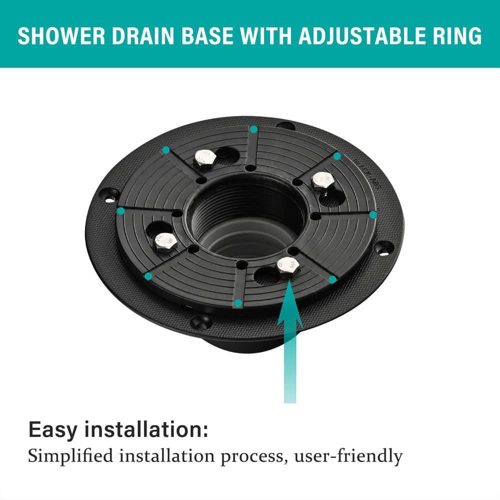  Shower Drain Base With Adjustable Ring + Rubber Coupler For Linear Shower Drain Installation