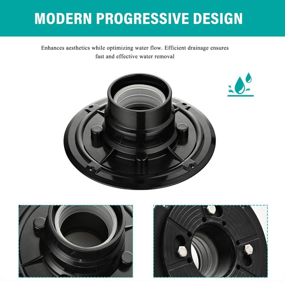  Shower Drain Base With Adjustable Ring + Rubber Coupler For Linear Shower Drain Installation