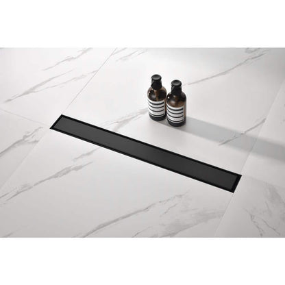  24 Inches Linear Shower Drain With Removable Cover, 304 Stainless Shower Drain Included Hair Strainer And Leveling Feet