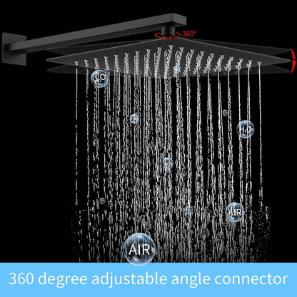  Single-Handle 2-Spray Patterns Rainfall Rectangle Dual Shower Head In Matte Black (Valve Included)
