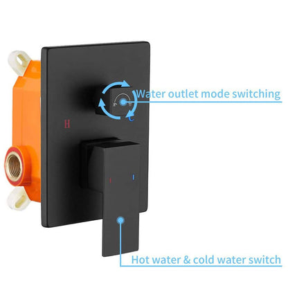  Single-Handle 2-Spray Patterns Rainfall Rectangle Dual Shower Head In Matte Black (Valve Included)