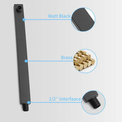  Single-Handle 2-Spray Patterns Rainfall Rectangle Dual Shower Head In Matte Black (Valve Included)