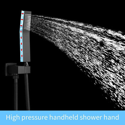  Single-Handle 2-Spray Patterns Rainfall Rectangle Dual Shower Head In Matte Black (Valve Included)