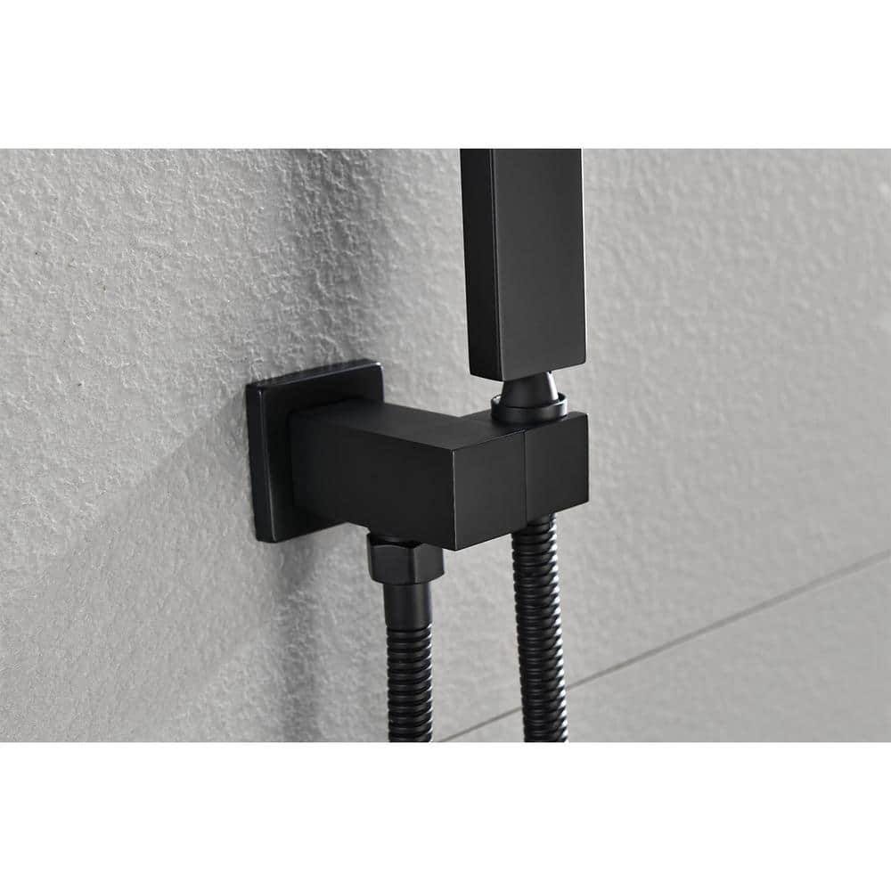  1-Spray 16 In. Dual Shower Head System Ceiling Mounted Shower 2.5 GPM In Matte Black