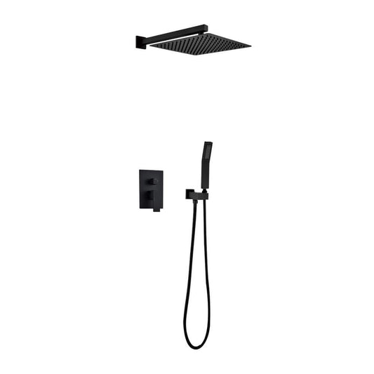 1-Spray Patterns Shower Head With Dual Wall Mount 1.5 GPM In Matte Black