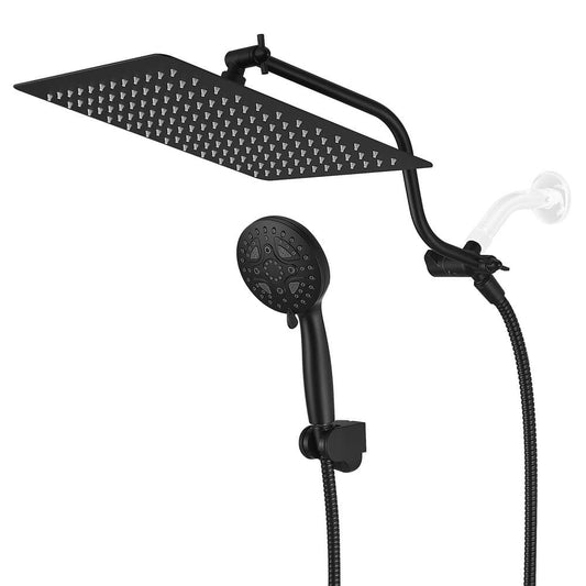  7-spray Dual Shower Head And Handheld Shower Head In Matte Black