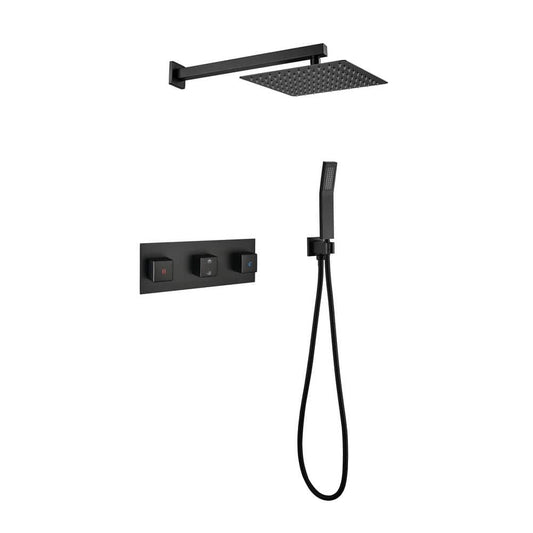  1-Spray Patterns Freestanding Square Dual Handheld Shower Head 6 GPM In Matte Black