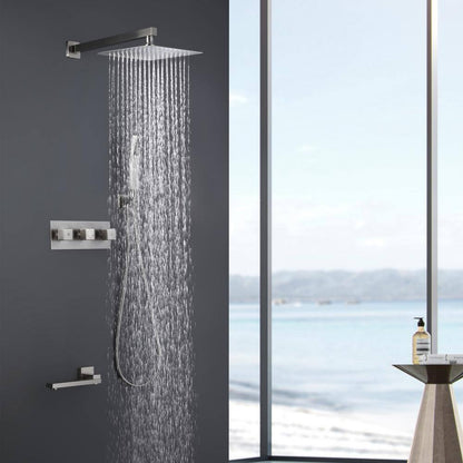  1-Spray Patterns Freestanding Square Dual Handheld Shower Head 2.5 GPM In Matte Black