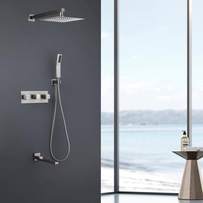  1-Spray Patterns Freestanding Square Dual Handheld Shower Head 2.5 GPM In Matte Black