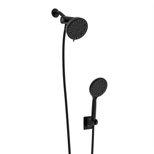  7-spray Dual 4.7 In. Wall Mount 1.8 GPM Shower Head And Handheld Shower Head In Matte Black