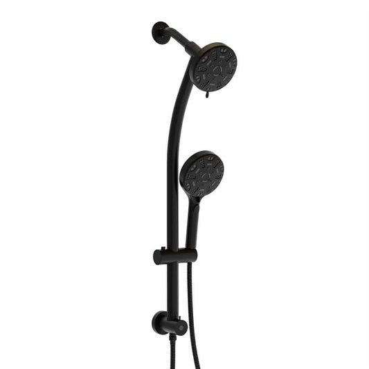  8-spray Dual 4.7 In. Wall Mount 1.8 GPM Shower Head And Handheld Shower Head In Matte Black
