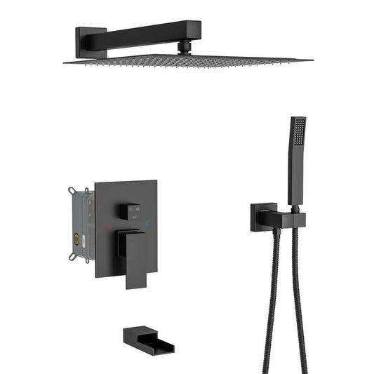  1-spray 10 In. Ceiling Mount 1.8 GPM Dual Shower Head And Handheld Shower Head In Matte Black