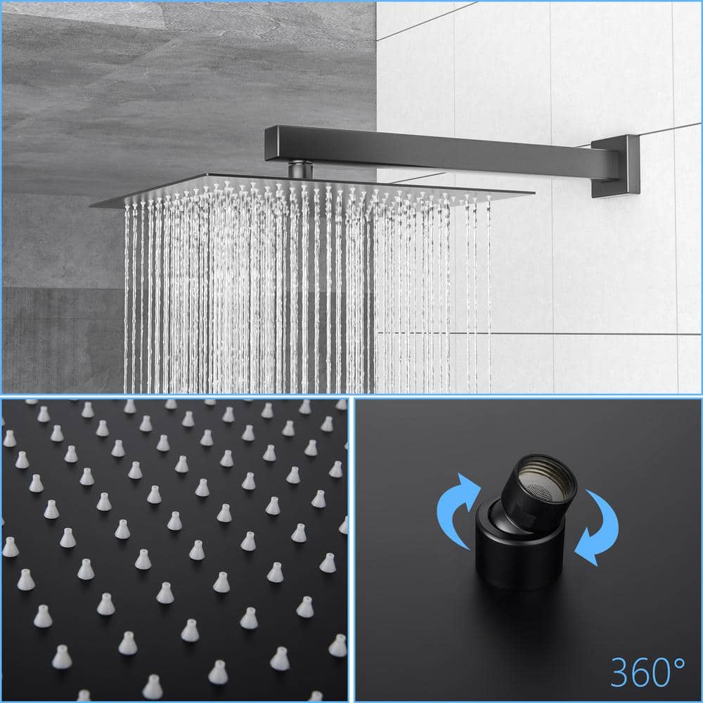  1-spray Dual 12 In. Wall Mount 1.8 GPM Shower Head And Handheld Shower Head In Matte Black