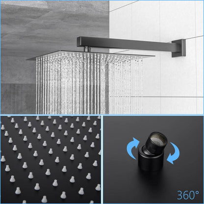  1-spray Dual 12 In. Wall Mount 1.8 GPM Shower Head And Handheld Shower Head In Matte Black