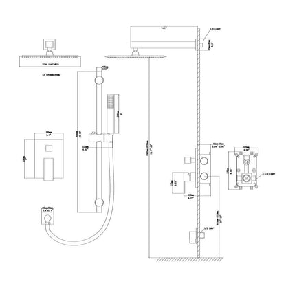  1-spray Dual 12 In. Wall Mount 1.8 GPM Shower Head And Handheld Shower Head In Matte Black