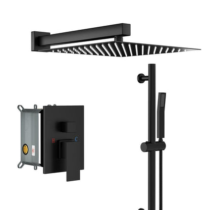  1-spray Dual 12 In. Wall Mount 1.8 GPM Shower Head And Handheld Shower Head In Matte Black