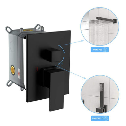  1-spray Dual 12 In. Wall Mount 1.8 GPM Shower Head And Handheld Shower Head In Matte Black