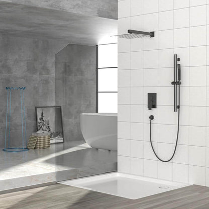  1-spray Dual 12 In. Wall Mount 1.8 GPM Shower Head And Handheld Shower Head In Matte Black