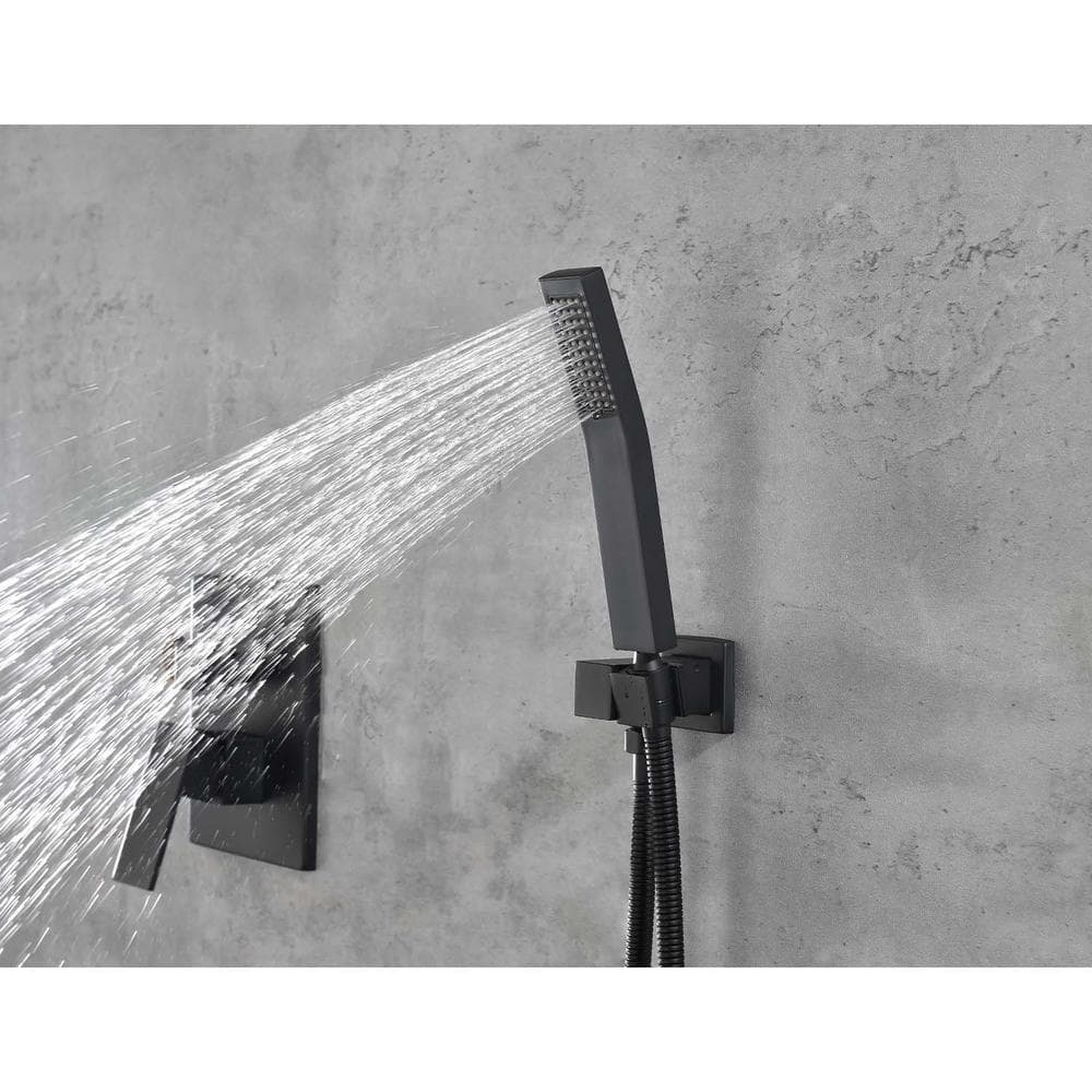  Dual 2-Spray Patterns Ceiling Mount Fixed And Handheld Shower Head 2 GPM In Matte Black