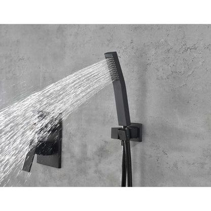  Dual 2-Spray Patterns Ceiling Mount Fixed And Handheld Shower Head 2 GPM In Matte Black