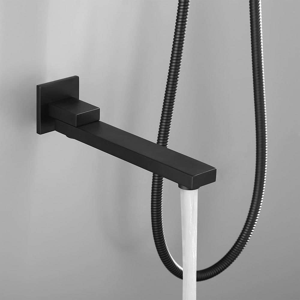  Dual 2-Spray Patterns Ceiling Mount Fixed And Handheld Shower Head 2 GPM In Matte Black