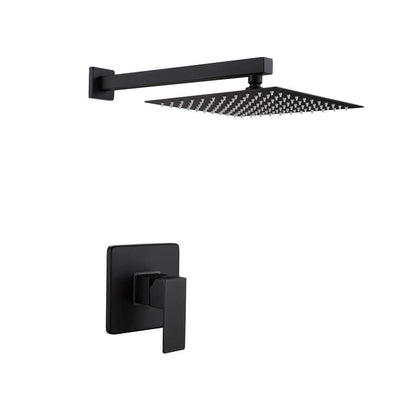  1-Spray Patterns With 1.5 GPM 10 In. Wall Mount Rain Fixed Shower Head In Matte Black