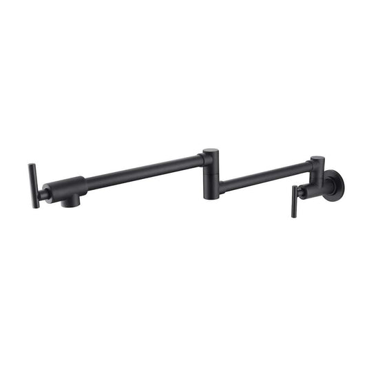 Double Handles Wall Mounted Pot Filler In Matte Black