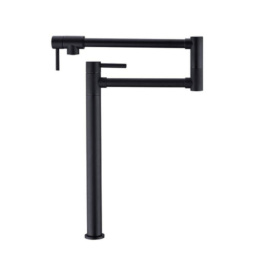  Deck Mount Pot Filler Faucet With Extension Shank In Matte Black