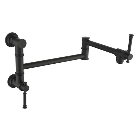  Wall Mounted Pot Filler Faucet, Modern Brass Pot Filler 2-Attachment In Matte Black