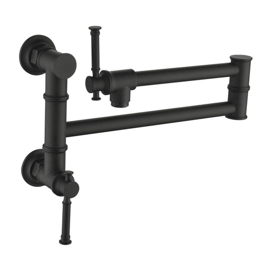  Wall Mount Pot Filler Faucet Wall Mount Pot Filler Faucet, Modern Brass Pot Filler 2-Attachment In Matte Black