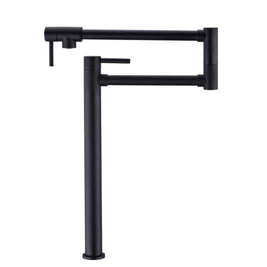  Freestanding Pot Filler Faucet With Extension Shank In Matte Black