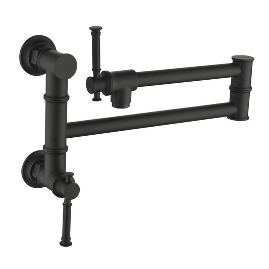  Wall Mounted Pot Filler With Cross Handle In Matte Black