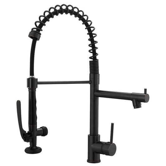  The Single-Handle Kitchen Pull Down Sprayer Kitchen Faucet With Modern Spring Kitchen Sink Faucet In Matte Black